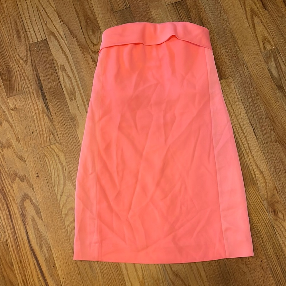 NWOT Banana Republic Monogram Neon Pink Coral Strapless Dress
